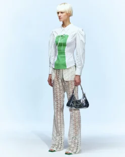 Andersson Bell Adela Poplin Jersey Combination Shirt Atb709W(White)-Women Blouses