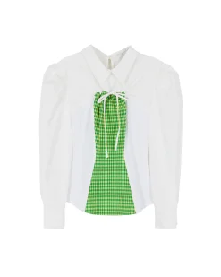 Andersson Bell Adela Poplin Jersey Combination Shirt Atb709W(White)-Women Blouses