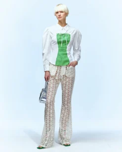 Andersson Bell Adela Poplin Jersey Combination Shirt Atb709W(White)-Women Blouses