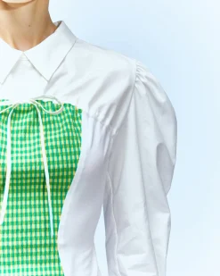 Andersson Bell Adela Poplin Jersey Combination Shirt Atb709W(White)-Women Blouses