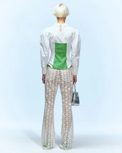 Andersson Bell Adela Poplin Jersey Combination Shirt Atb709W(White)-Women Blouses