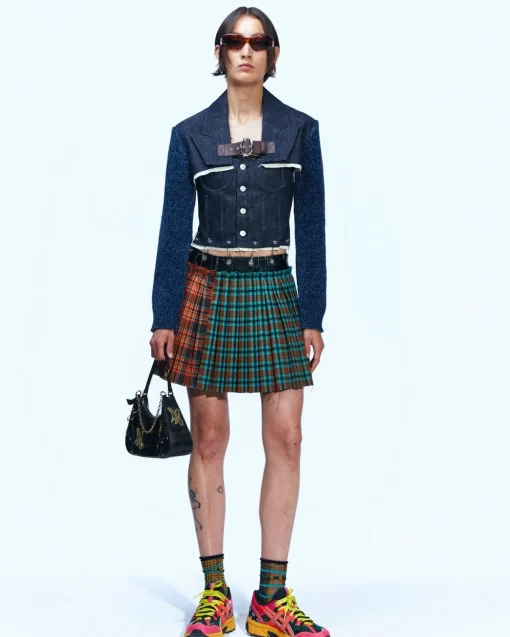Andersson Bell Adelina Buckle Opening Micro Jacket Awa520W(Indigo Blue)-Women Outerwear