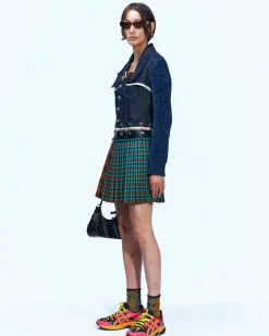 Andersson Bell Adelina Buckle Opening Micro Jacket Awa520W(Indigo Blue)-Women Outerwear