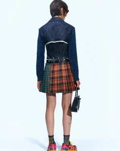Andersson Bell Adelina Buckle Opening Micro Jacket Awa520W(Indigo Blue)-Women Outerwear
