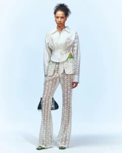 Andersson Bell Alba Patchwork Lace Shirts Atb933W(Off White)-Women Blouses