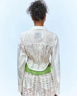Andersson Bell Alba Patchwork Lace Shirts Atb933W(Off White)-Women Blouses