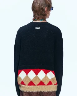 Andersson Bell Argyle Layered V-Neck Sweater Atb856M(Black)-Men Knitwear