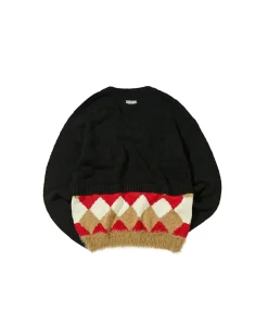 Andersson Bell Argyle Layered V-Neck Sweater Atb856M(Black)-Men Knitwear