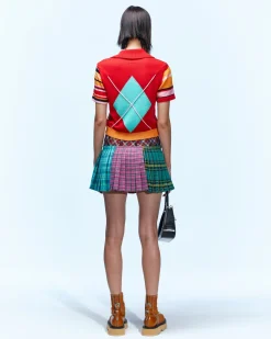 Andersson Bell Argyle Stripe Polo Knit Top Atb712W(Red)-Women Tops