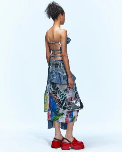 Andersson Bell Arina Denim Play Backless Bustier Atb945W(Blue)-Women Tops