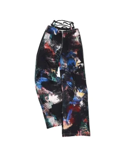 Andersson Bell Artwork Print Shirring Band Pants Apa626W(Black)-Women Trousers