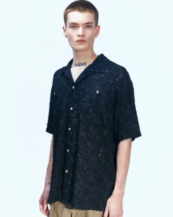 Andersson Bell Bali Sheer Open Collar Shirts Atb843M(Black)-Men Shirts