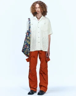 Andersson Bell Bali Sheer Open Collar Shirts Atb843M(Ecru)-Men Shirts