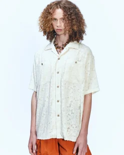 Andersson Bell Bali Sheer Open Collar Shirts Atb843M(Ecru)-Men Shirts
