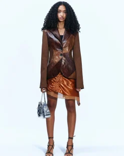 Andersson Bell Becca Faux Leather Patch Jacket Awa521W(Brown)-Women Outerwear