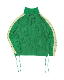 Andersson Bell Beozz Net Collar Sweater Atb959M(Green)-Men Knitwear