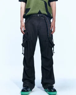 Andersson Bell Bisent Wrinkle Crack Cargo Pants Apa589M(Black/Khaki)-Men Trousers