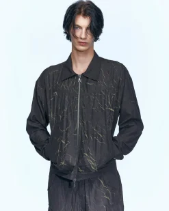 Andersson Bell Bisent Wrinkle Zip-Up Jacket Awa507M(Black/Khaki)-Men Outerwear