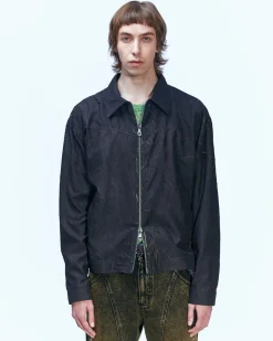 Andersson Bell Bisent Wrinkle Zip-Up Jacket Awa507M(Black/Khaki)-Men Outerwear