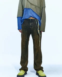 Andersson Bell Brick Curve Panel Wide Jeans Apa609M(Brown)-Men Trousers