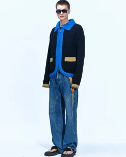 Andersson Bell Brick Curve Panel Wide Jeans Apa609M(Blue)-Men Trousers