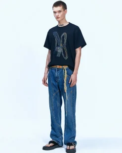 Andersson Bell Brick Curve Panel Wide Jeans Apa609M(Blue)-Men Trousers