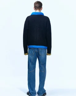 Andersson Bell Brick Curve Panel Wide Jeans Apa609M(Blue)-Men Trousers