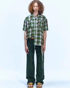 Andersson Bell Brick Curve Panel Wide Jeans Apa609M(D.Green)-Men Trousers