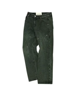 Andersson Bell Brick Curve Panel Wide Jeans Apa609M(D.Green)-Men Trousers