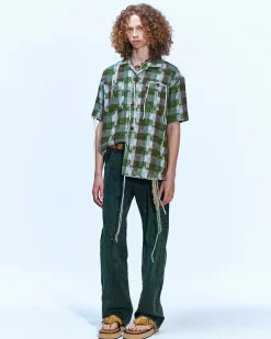 Andersson Bell Brick Curve Panel Wide Jeans Apa609M(D.Green)-Men Trousers
