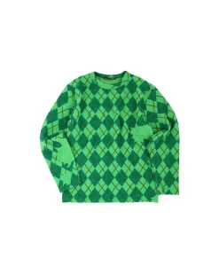 Andersson Bell Broken Argyle L/S T-Shirt Atb965M(Green)-Men T-Shirts