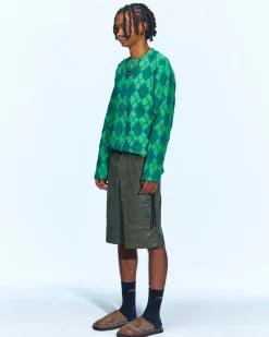Andersson Bell Broken Argyle L/S T-Shirt Atb965M(Green)-Men T-Shirts