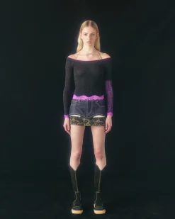 Andersson Bell Butterfly And Love Chain Lace Top Atb826W(Black)-Women Tops