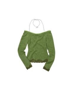 Andersson Bell Butterfly And Love Chain Lace Top Atb826W(Green)-Women Tops