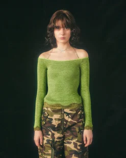 Andersson Bell Butterfly And Love Chain Lace Top Atb826W(Green)-Women Tops