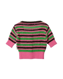 Andersson Bell Choi Jewel Buttons Stripe Cardigan Atb737W(Pink/Green)-Women Knitwear