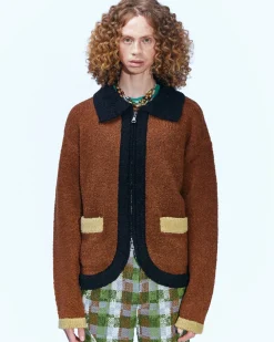 Andersson Bell Collar Zip Knit Cardigan Atb853M(Brown)-Men Outerwear