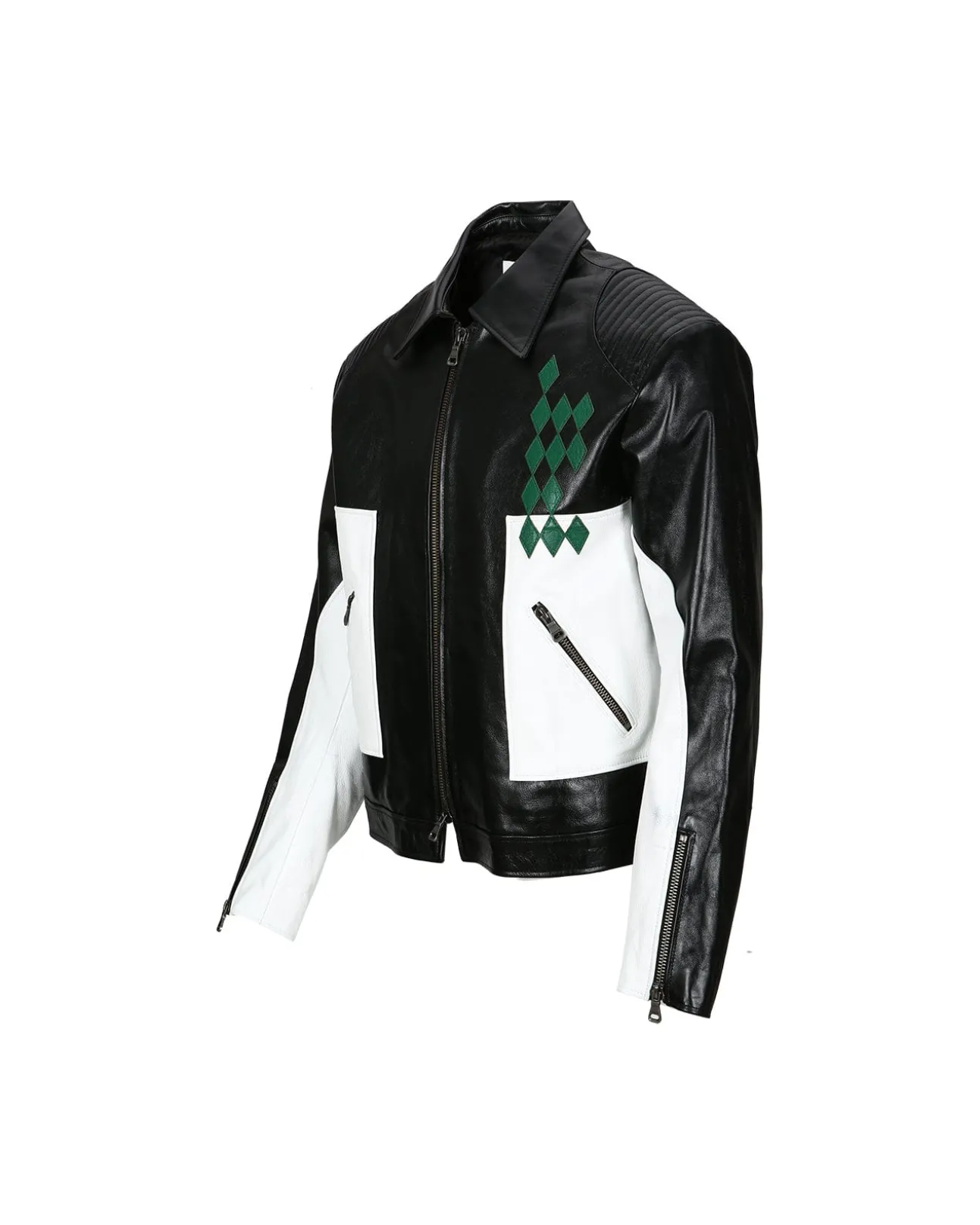 Andersson Bell Color Block Leather Biker Jacket Awa503M(Black)-Men Outerwear