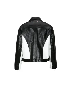 Andersson Bell Color Block Leather Biker Jacket Awa503M(Black)-Men Outerwear