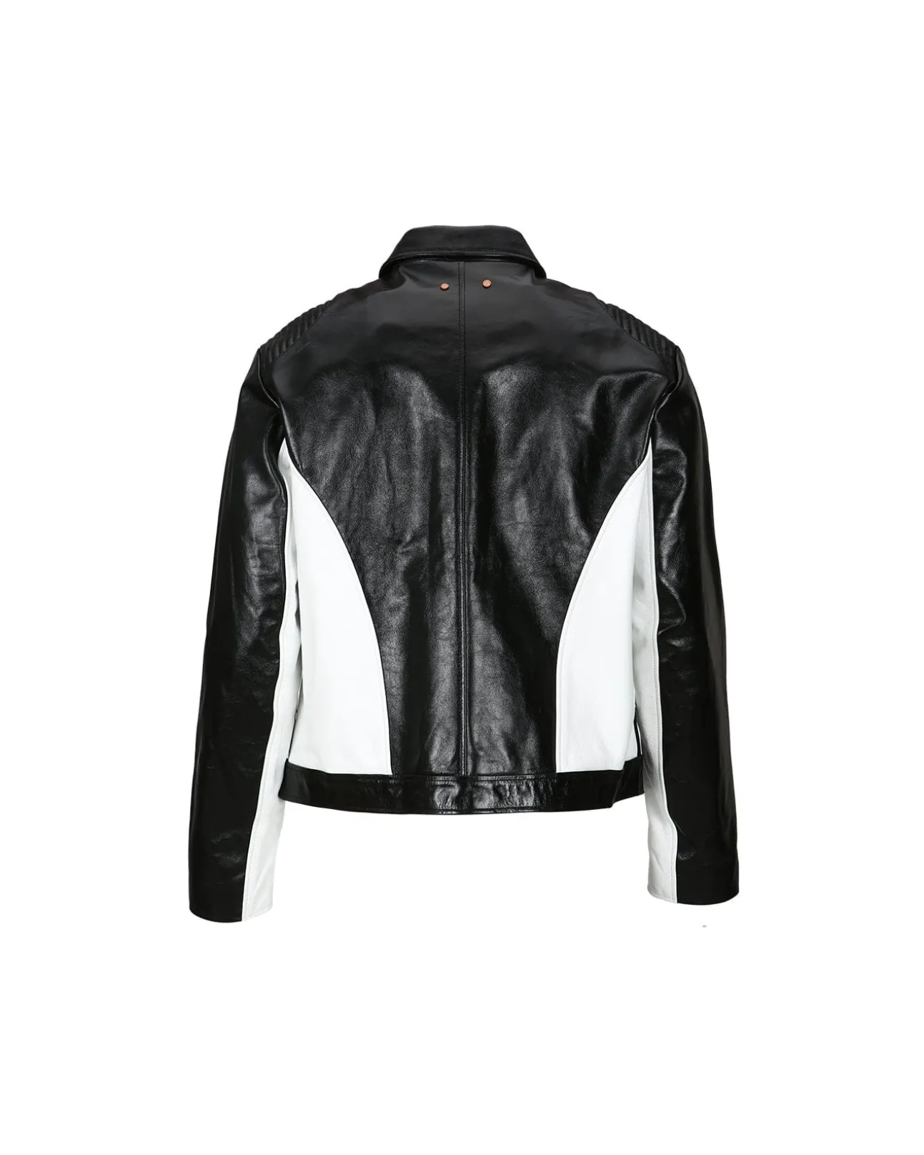 Andersson Bell Color Block Leather Biker Jacket Awa503M(Black)-Men Outerwear