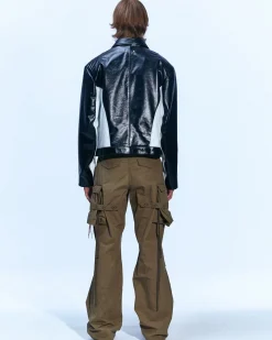 Andersson Bell Color Block Leather Biker Jacket Awa503M(Black)-Men Outerwear