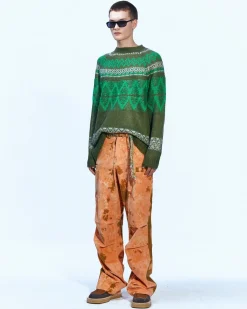 Andersson Bell Corduroy Cargo Flash Pants Apa591M(Orange)-Men Trousers