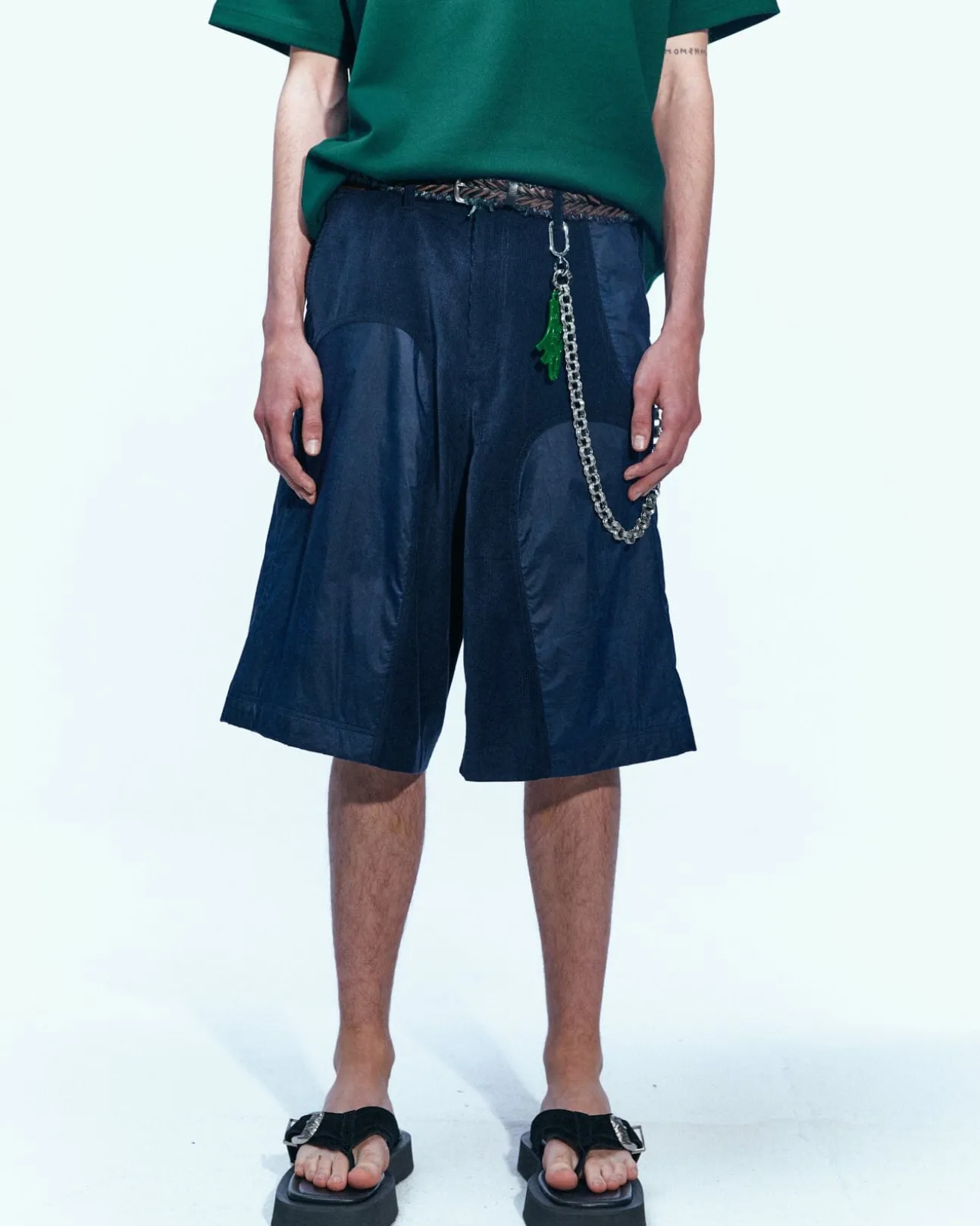 Andersson Bell Corduroy Panel Shorts Apa594M(Navy)-Men Trousers