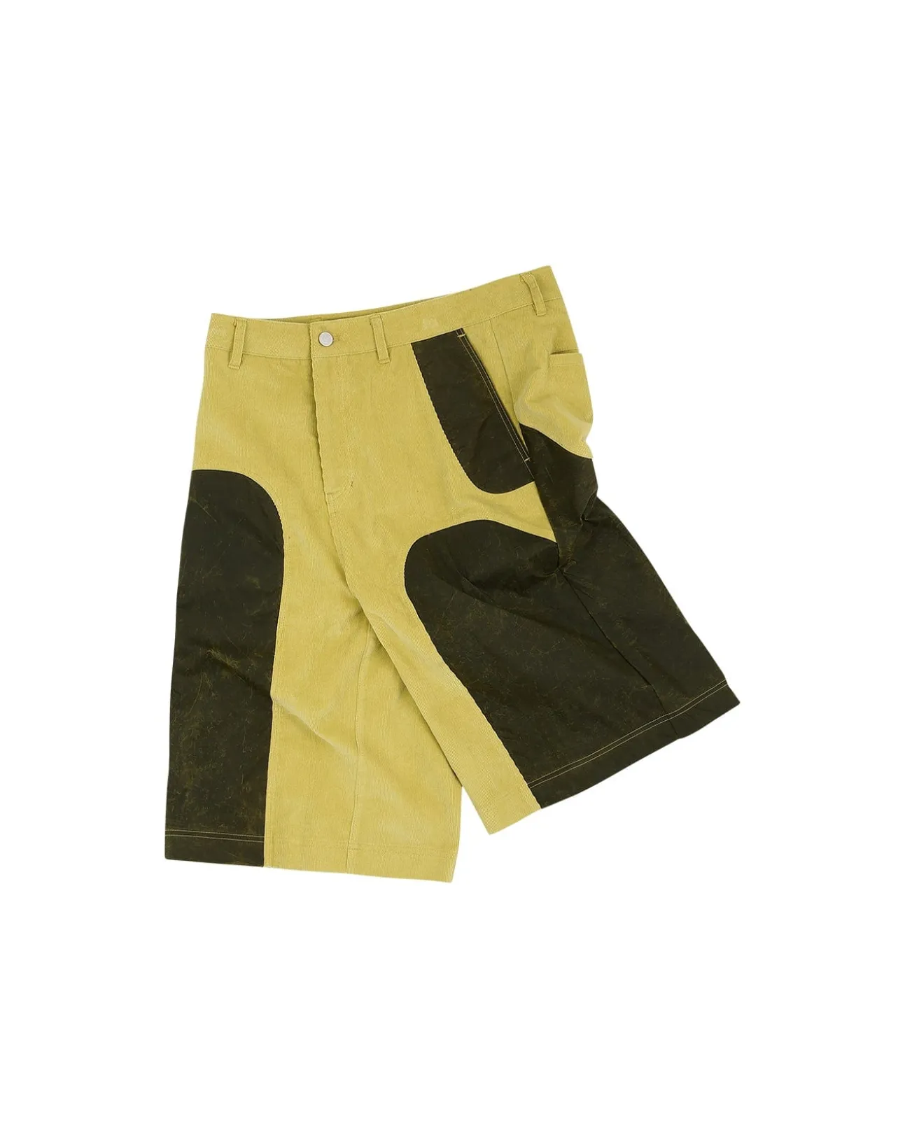 Andersson Bell Corduroy Panel Shorts Apa594M(Khaki/Yellow)-Men Trousers