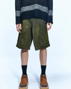 Andersson Bell Corduroy Panel Shorts Apa594M(Khaki)-Men Trousers