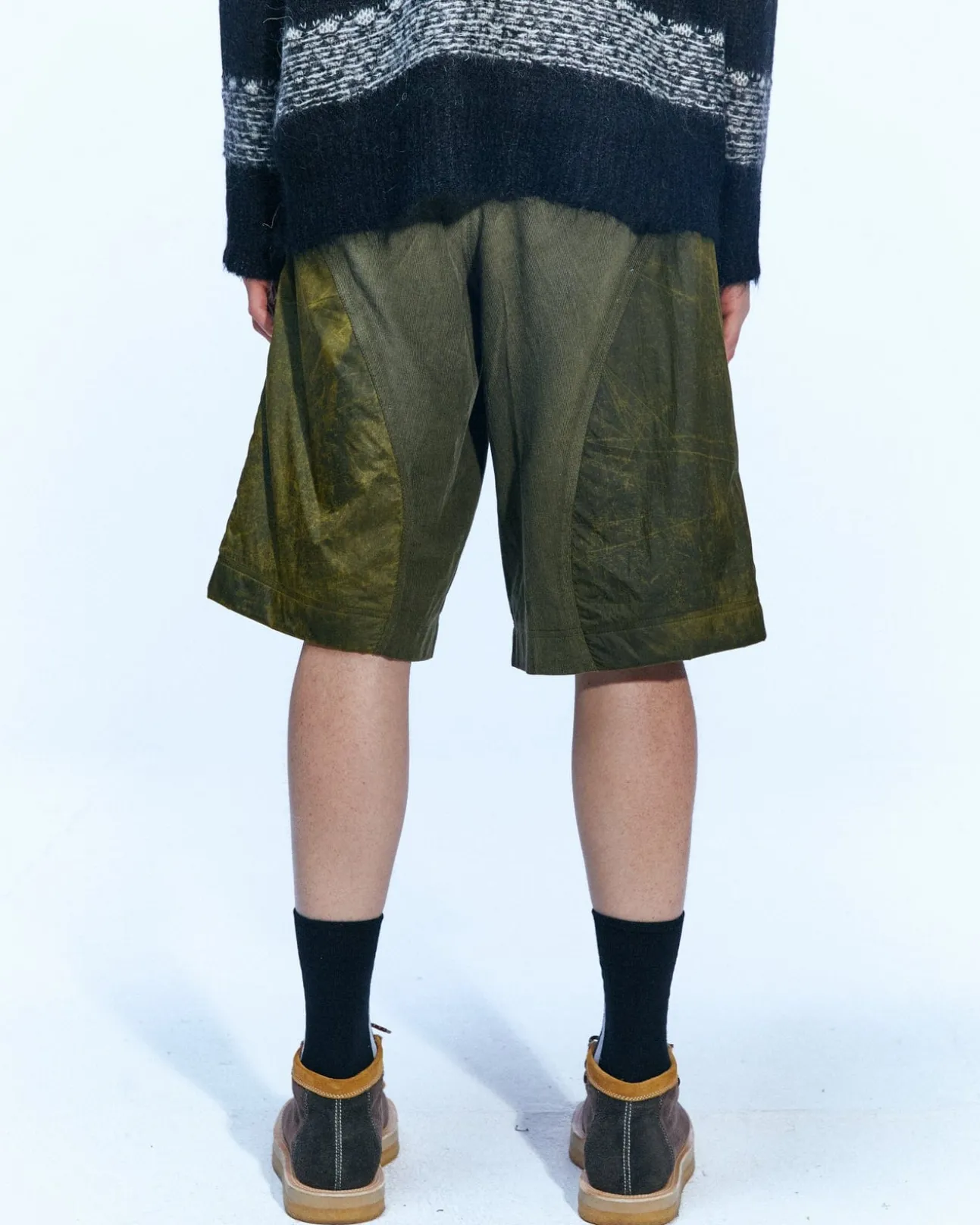 Andersson Bell Corduroy Panel Shorts Apa594M(Khaki)-Men Trousers