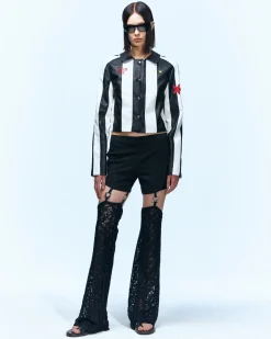 Andersson Bell Cut-Out Lace Combo Tight Pants Apa629W(Black)-Women Trousers