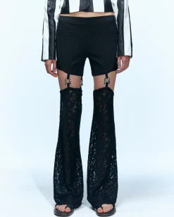 Andersson Bell Cut-Out Lace Combo Tight Pants Apa629W(Black)-Women Trousers