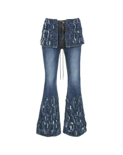 Andersson Bell Destroyed Bustier Denim Jeans Apa642W(Blue)-Women Jeans