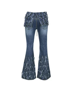 Andersson Bell Destroyed Bustier Denim Jeans Apa642W(Blue)-Women Jeans